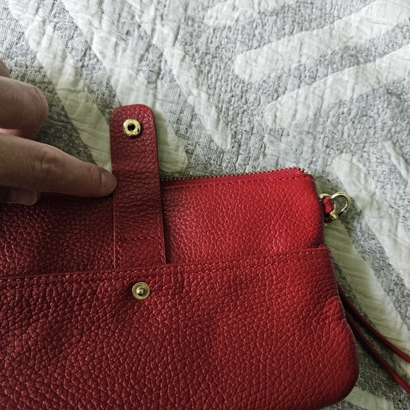 LODIS wristlet wallet ruby red pebble leather gold accents fall buisness travel - Picture 7 of 9